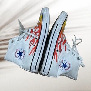Converse Chuck Taylor All Star Unisex High Sneakers White Archive Print Flame